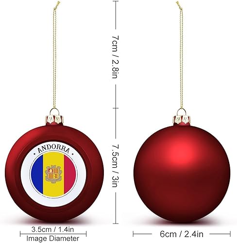 Miniatura 2 de Adorno de bola de Navidad de Andorra, bandera de Andorra, bandera de las naciones, adornos colgantes, recuerdo, regalo para árbol de Navidad,