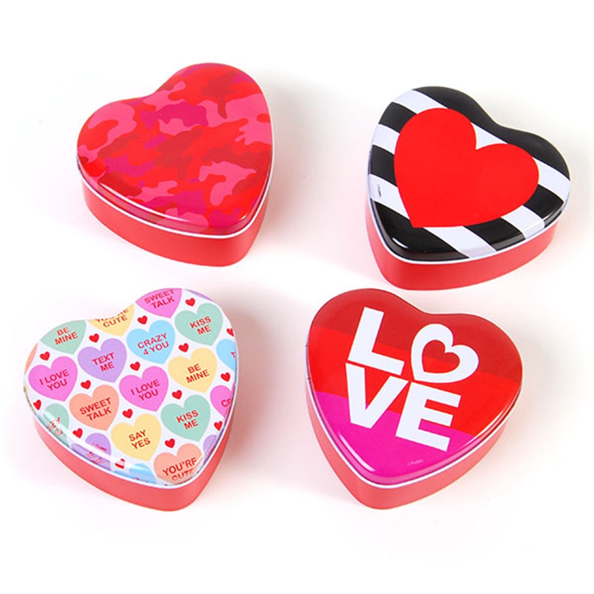 Assorted Heart Valentines Day Gift Tin Boxes, Set of 4