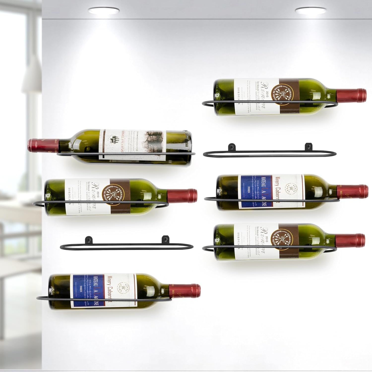 Wall Mounted Wine Rack, Horizontal Metal Bottle Holder, Space Saving Display Shelf for Kitchen, Bar, Home (Black- 8 Pcs)-image-10