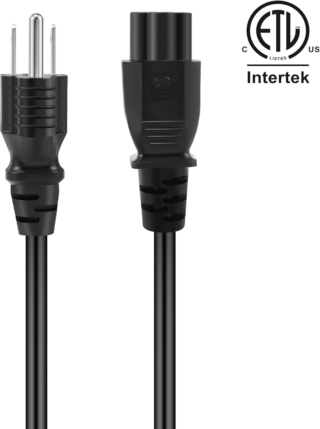 3 Prong AC Laptop Power Cord 4 Feet (2 Pack), NEMA 5-15P to C5 (Mickey Mouse) 10A 125V 18AWG, IEC-60320 IEC320 C5 to NEMA 5-15P, Laptop Power Brick Cord- ETL Listed