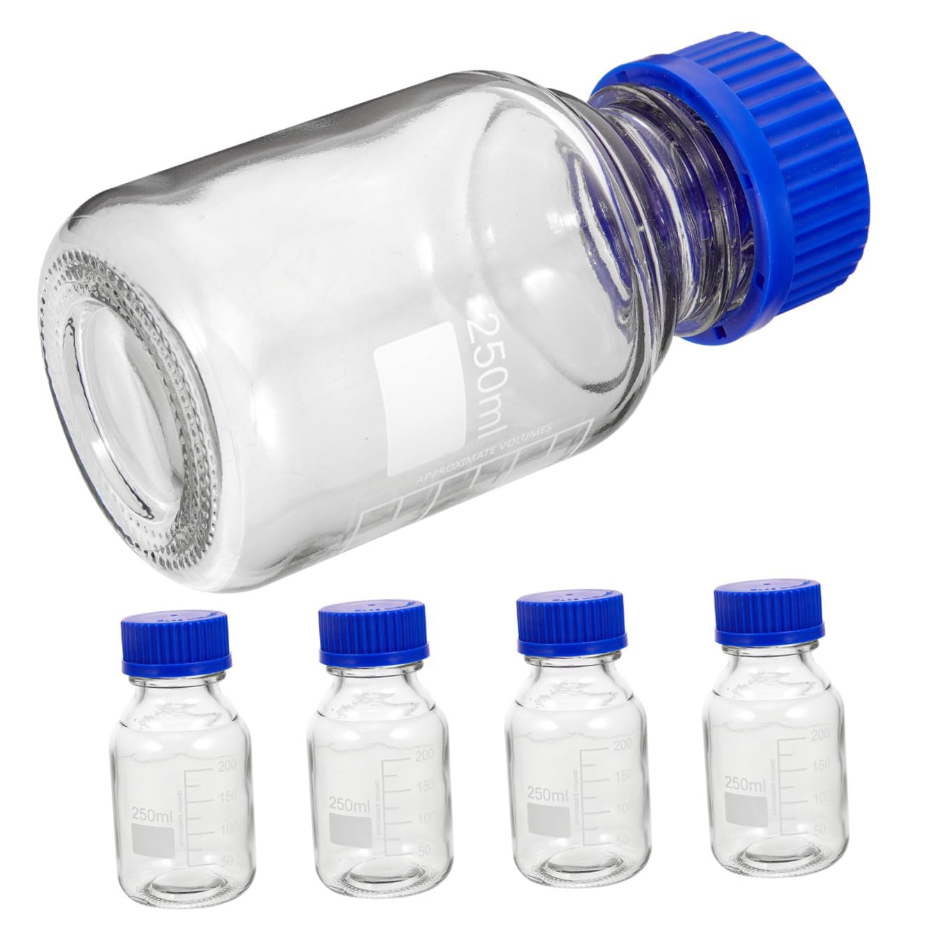 SOIMISS 4 Stck Glas reagenzflaschen mit Blauem Schraubverschluss Graduierte Auslaufsichere Aufbewahrung für Flüssige Proben Labor Chemie Vielseitig Wiederverwendbar