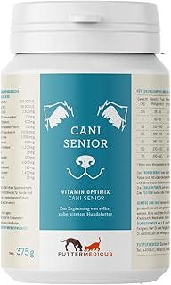 Vitamin Optimix Cani Senior | 375 g | Ergänzungsfuttermittel für alte Hunde | Für seniorengerechte Koch- und Barf-Rationen | Mit B-Vitaminen, Zink & Vitamin E