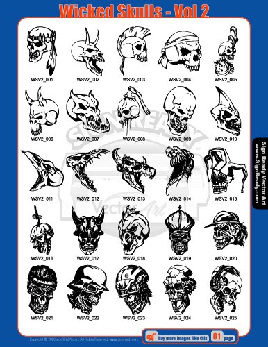 Skulls Clipart-Vinyl Cutter Plotter Clip Art Images-Sign Design Vector Art Graphics CD-ROM (Volumes