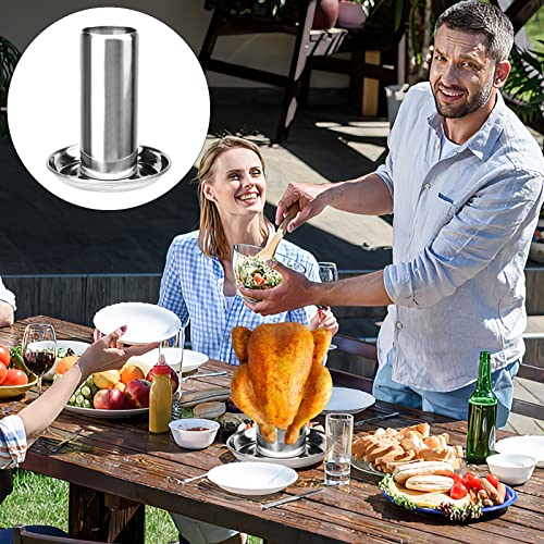 WOKICOR Hähnchenbräter, Das Neue Edelstahl Hähnchenhalter, Hähnchenhalter aus Edelstahl, Hähnchenbräter Grill, Geflügelbräter mit Aromabehälter