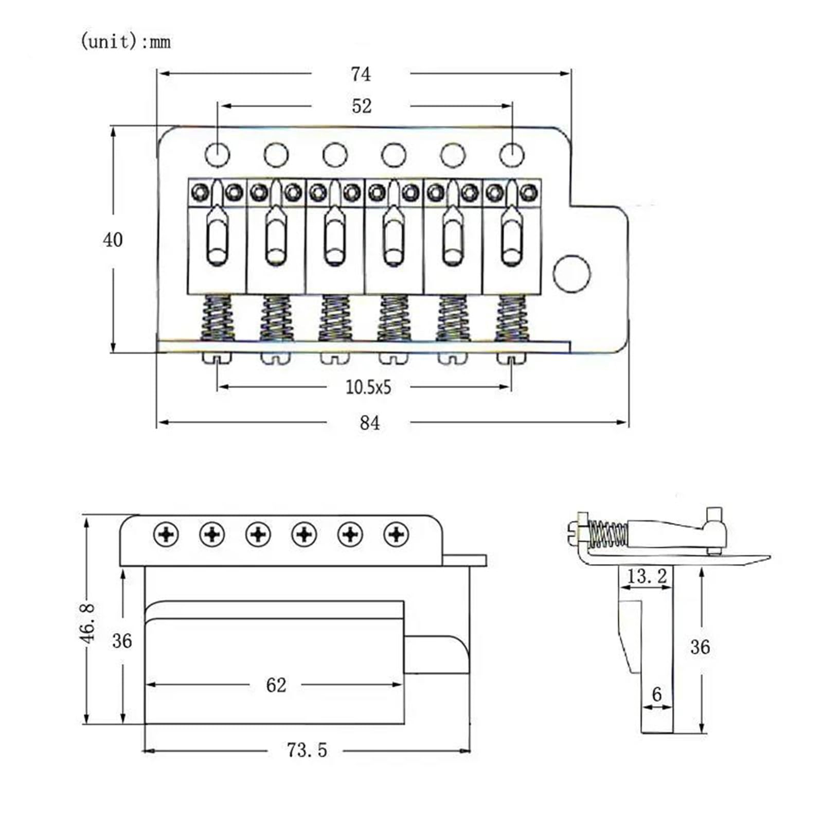 Pieza Trasera De Sillín De Puente De Guitarra De 6 Cuerdas Para Accesorios Para Instrumentos Musicales Puente De Guitarra Profesional(Type 3)