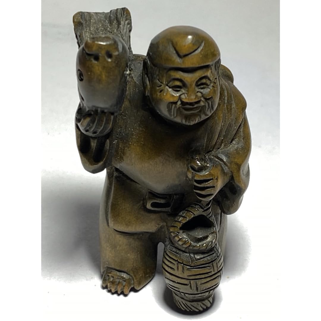 根付柘植七福神黄楊繊細彫刻