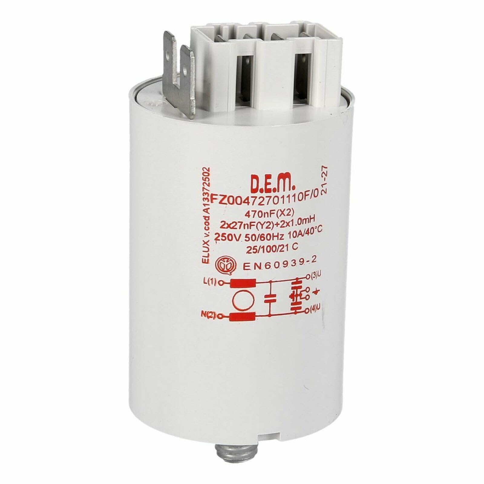 LUTH Filtro Anti-Interferenza 10A 0.47µF Per Lavatrice AEG - Compatibile 379274000/7