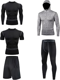 VPQILH Men'S Fit Fast Wicking & Quick Drying Clearance Men Compression Sportswear Suits Gym Tights Training Boxing Rugby Clothing Performance Long Sleeve Base Layer Top Running Tracksuit