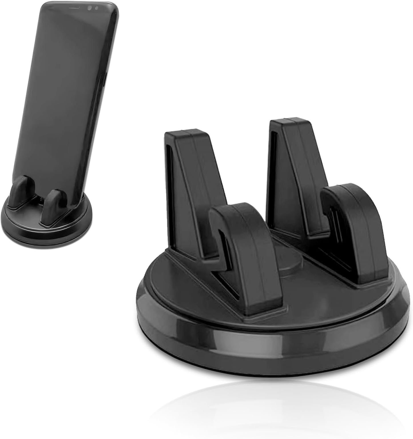 Pack-1 Car Dashboard Mobile Phone Holder, 360 Degree Navigation Bracket for Vertical Horizontal Use, Adhesive-Type Cell Phone Fixed Base for iPhone, Universal Portable Parts for Car (Black)