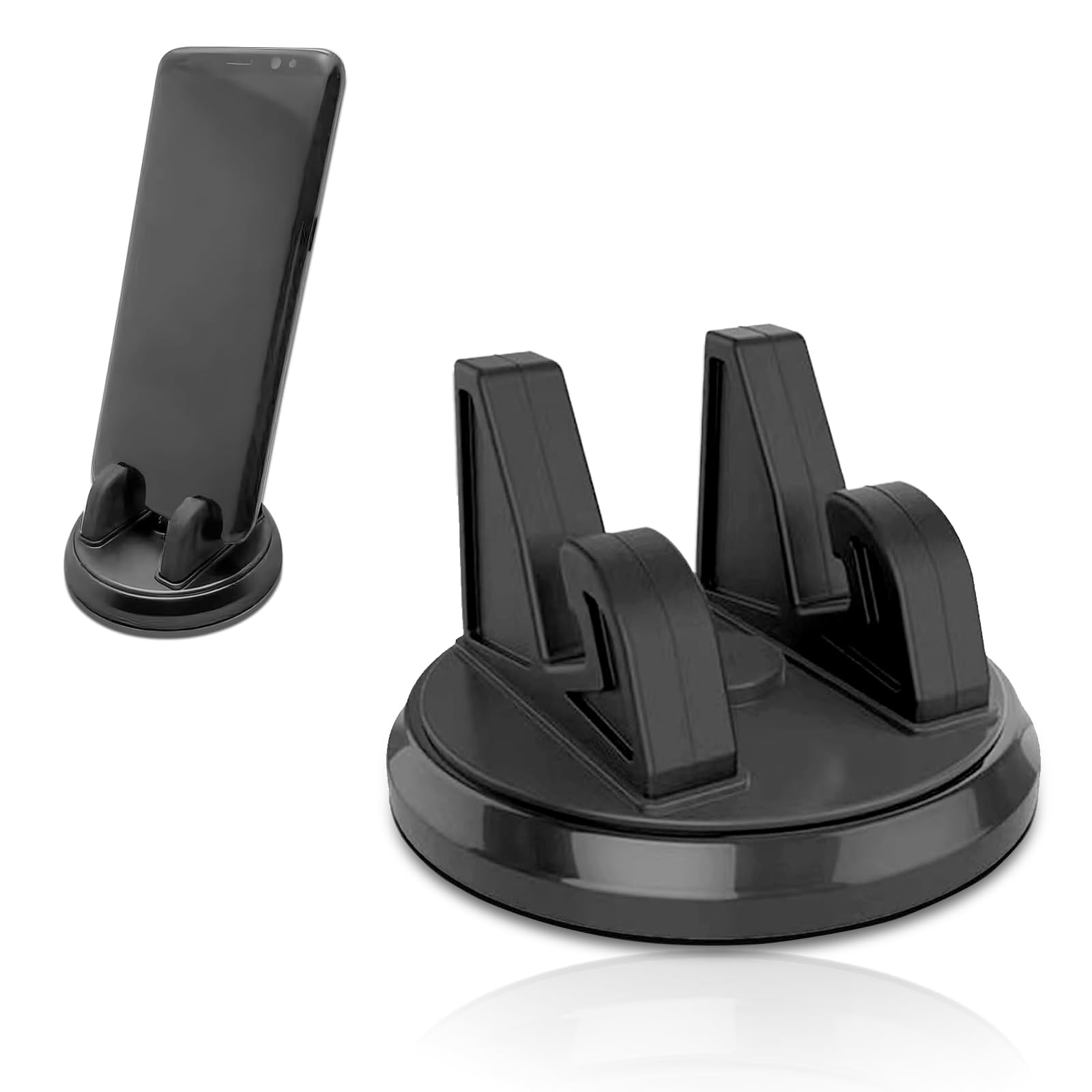 Pack-1 Car Dashboard Mobile Phone Holder, 360 Degree Navigation Bracket for Vertical Horizontal Use, Adhesive-Type Cell Phone Fixed Base for iPhone, Universal Portable Parts for Car (Black)