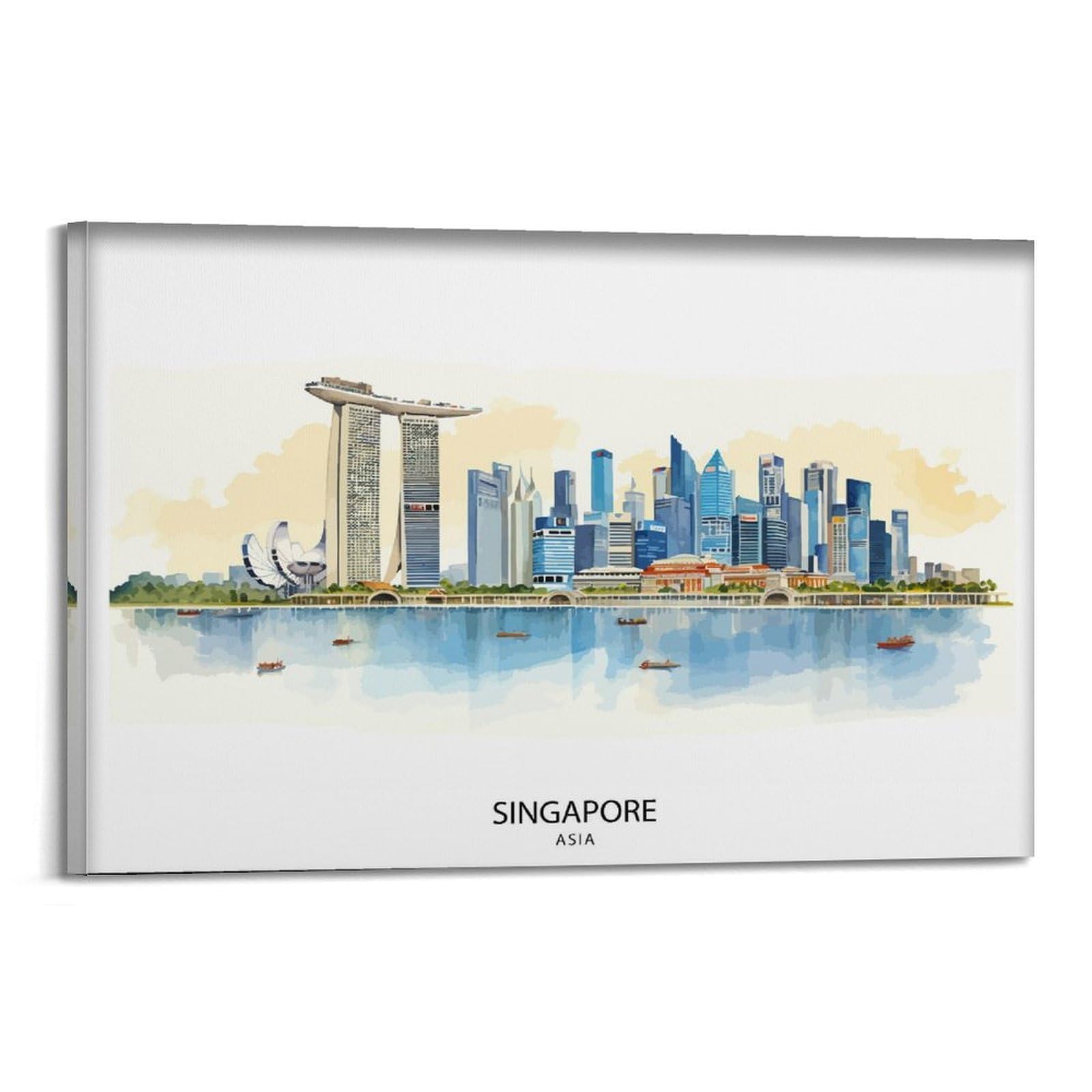 xiaoxiaoshen Singapore Skyline Travel Sing Canvas Poster Wall Art Prints Room Aesthetic Murals Bedroom And Living Decorations 20x30inch(50x75cm)