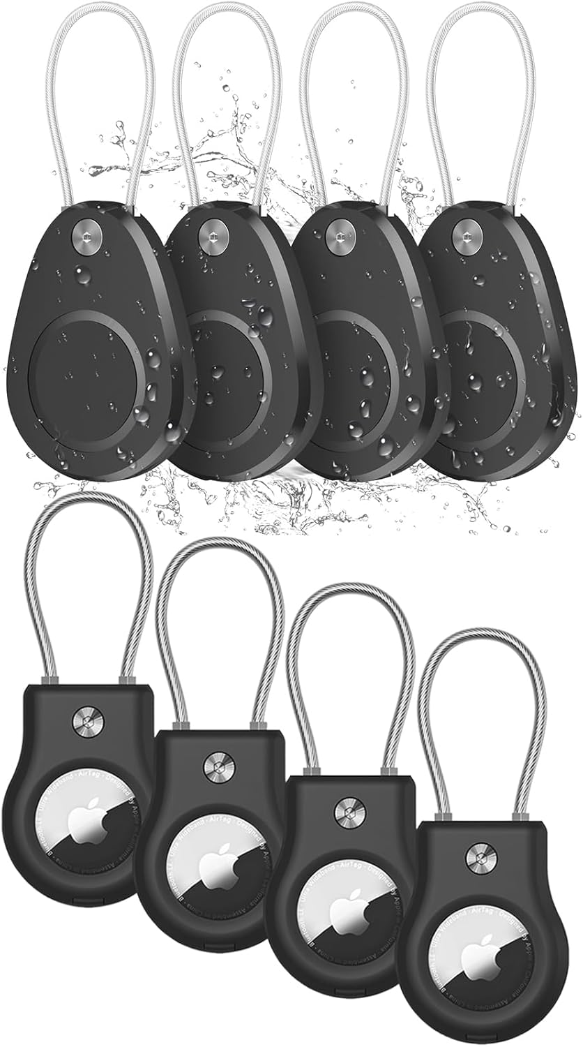 4 Pack Waterproof AirTag Keychain Holder and 4 Pack AirTag Keychain Holder