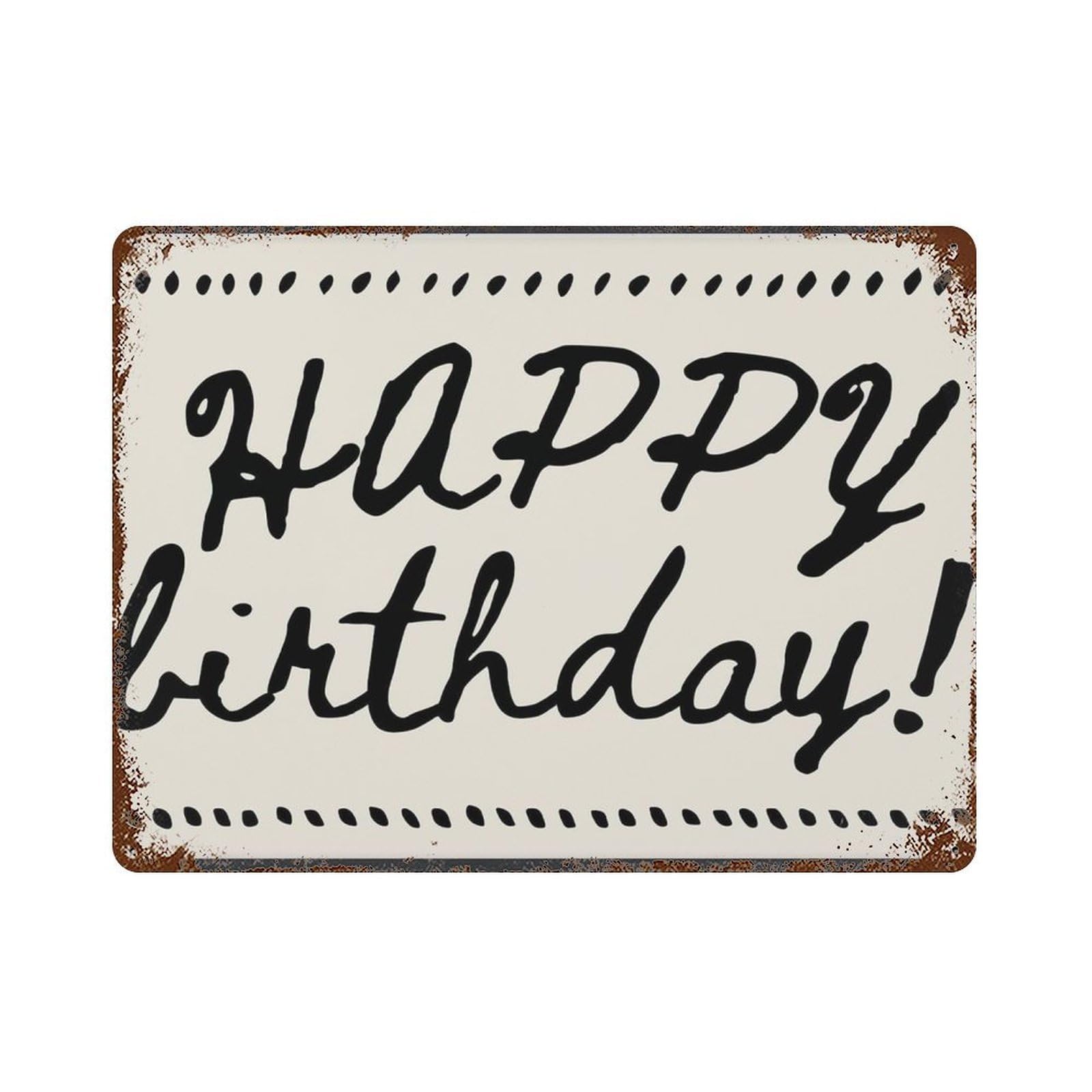 xiaoxiaoshen Vintage Happy Birthday Handwritten Wall Art, Neutral Wall Decor Art Metal Tin Poster Modern Home Decor Art Home Bar Shop Decorations Vintage Sign 30x40cm