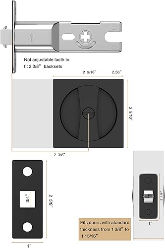 Miniatura 3 de Lethato Hardware para puerta de bolsillo negro, cerradura de puerta de bolsillo, pestillo de puerta de bolsillo, puerta de bolsillo contemporánea
