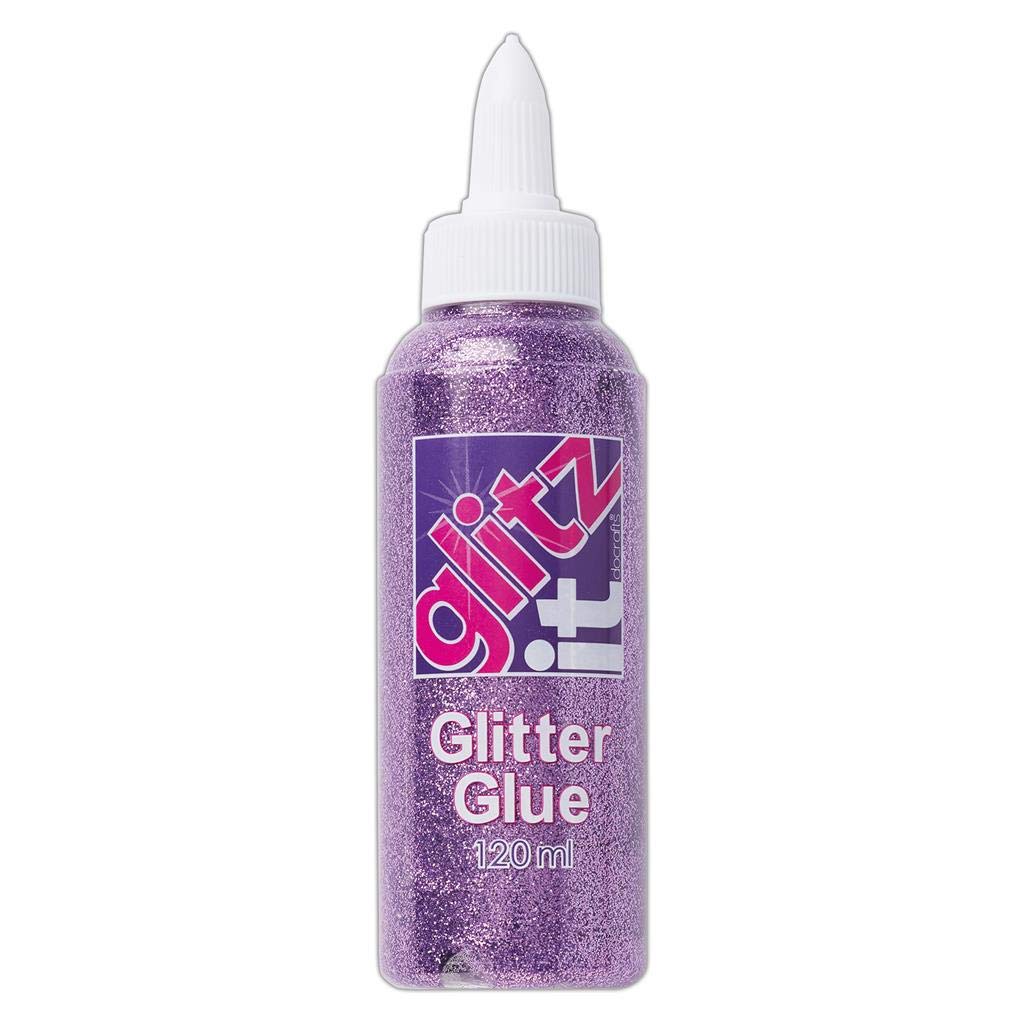 Glitz it Glitter Glue, Lilac Shimmer, 120ml, Twist Nozzle Bottle, Ideal Kids Craft, Shimmer Glue for Art & Craft Projects, Wedding Invitations, Card Making, Art Set, Creative Ideas