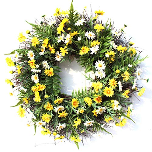 Couronne de Marguerites de 22" : création artificielle haut de gamme pour intérieur chic
