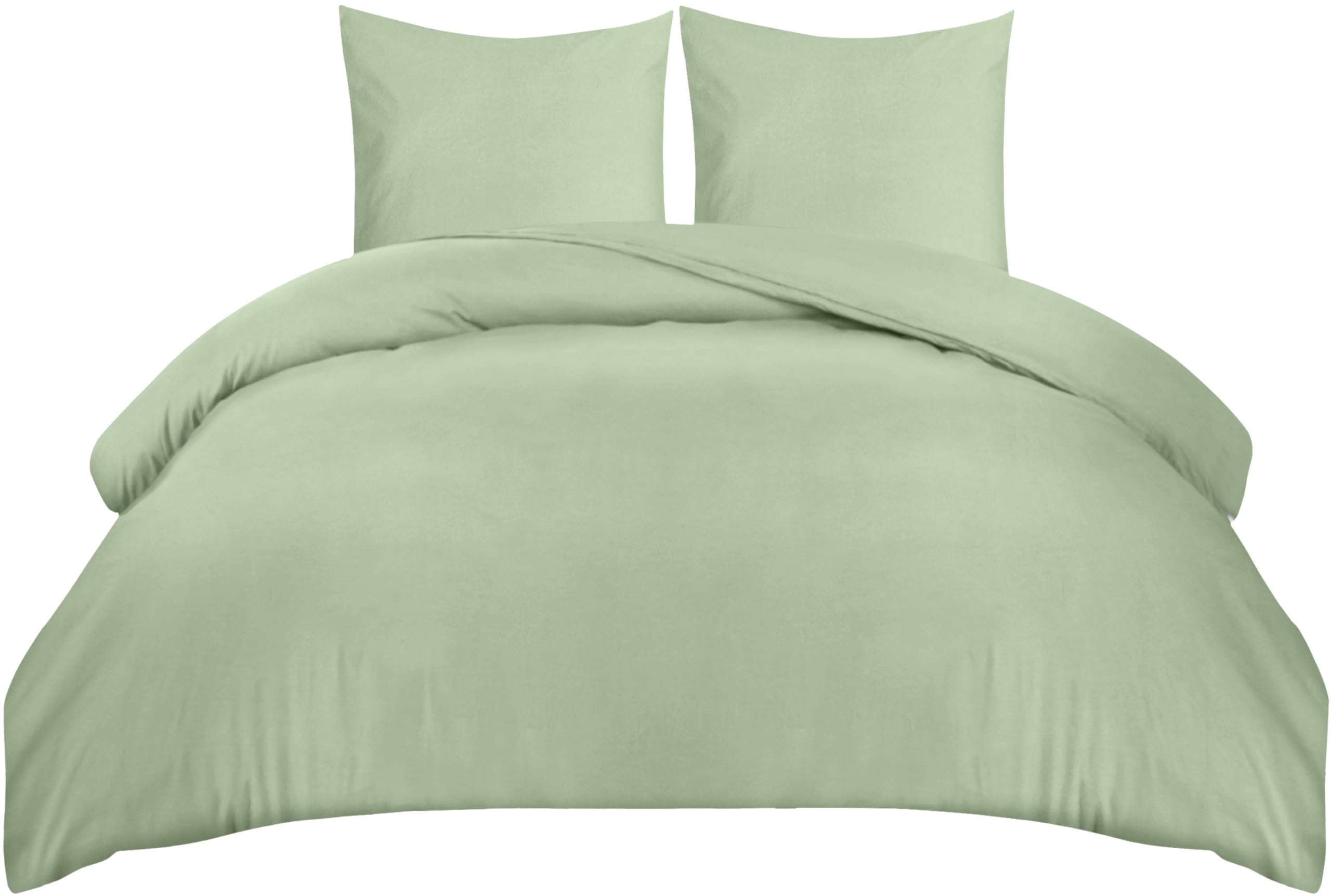 Utopia Bedding Copripiumino Una Piazza e Mezza - Microfibra Copripiumino 200x200cm + Federe 80x80cm (Verde Salvia)
