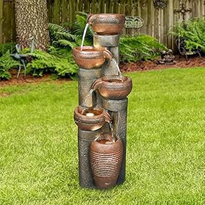 WATURE Fontein voor buiten, 101 cm, hars, glasvezel, vrijstaande waterval, fontein met rustgevende en ontspannende…