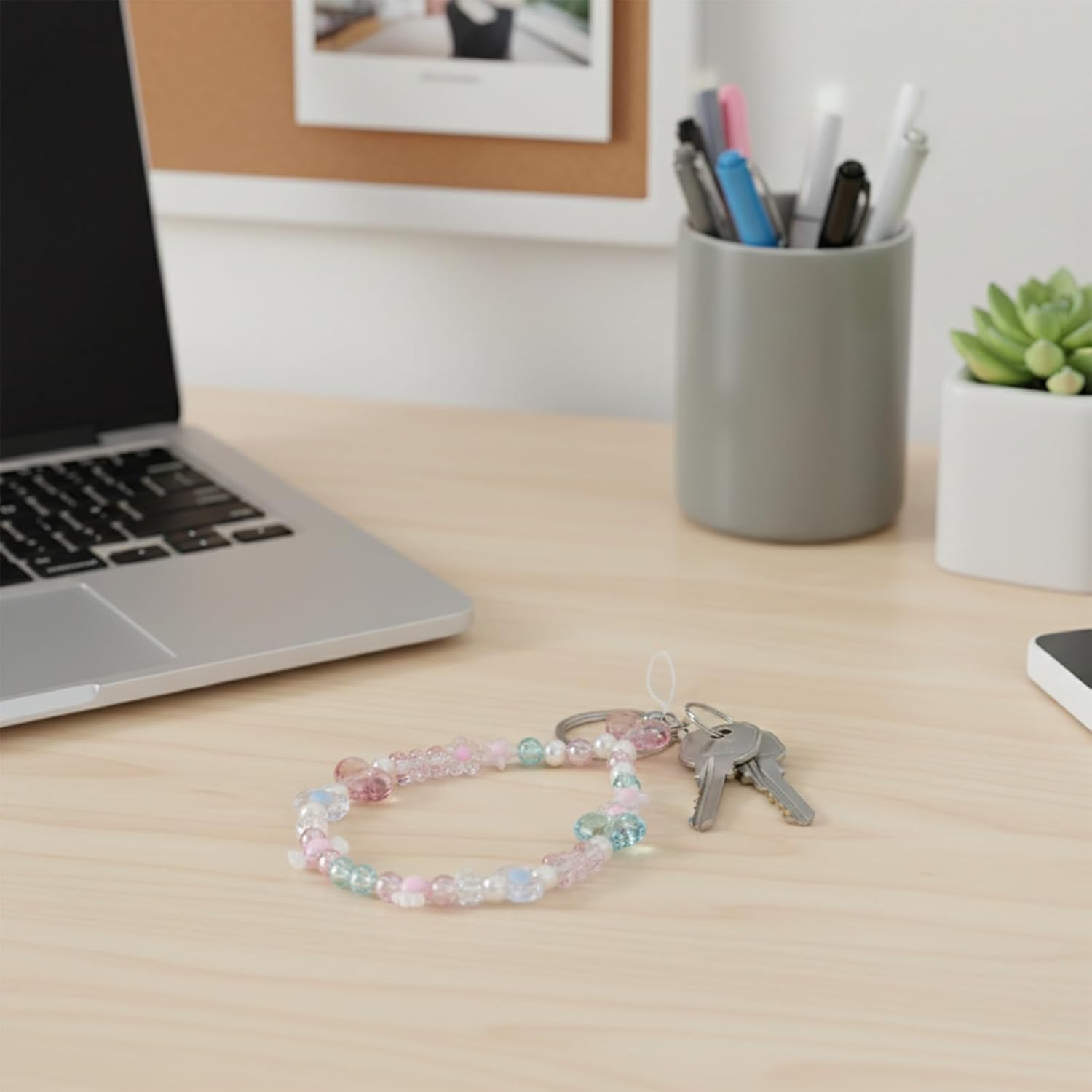 Phone Charm Wrist Strap, Beaded Cell Phone Wristlet, Kawaii Chain Charm Lanyard, Universal Bracelet Decor for Phones Camera Keys AirPods Keychains - Image 3