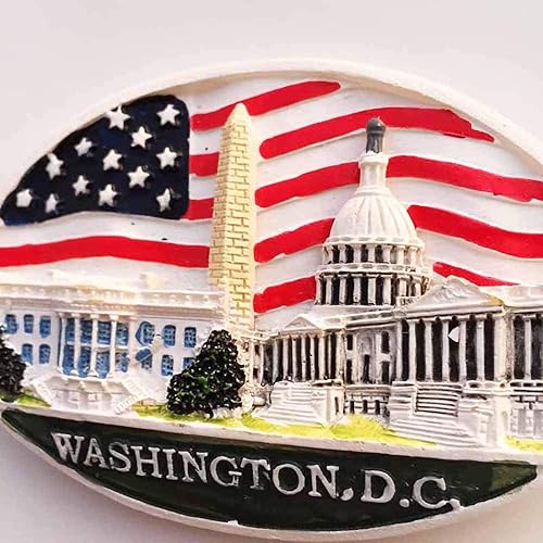 Miniatura 5 de Washington D.C. Bandera ovalada 3D de Estados Unidos para refrigerador, recuerdos, resina hecha a mano, calcomanías magnéticas para decoración del