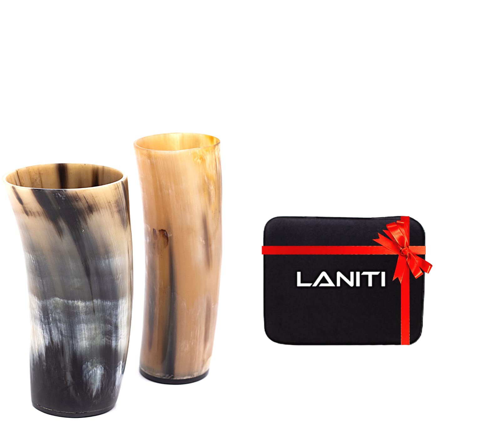 Viking Drinking Horn Handmade Natural Genuine Ox Horn Cups Artisans Craftsmanship Authentic Tankard for Ale Beer Viking Horn Drinking Cup Handcrafted, Polished - Sets of 2-4 (2)