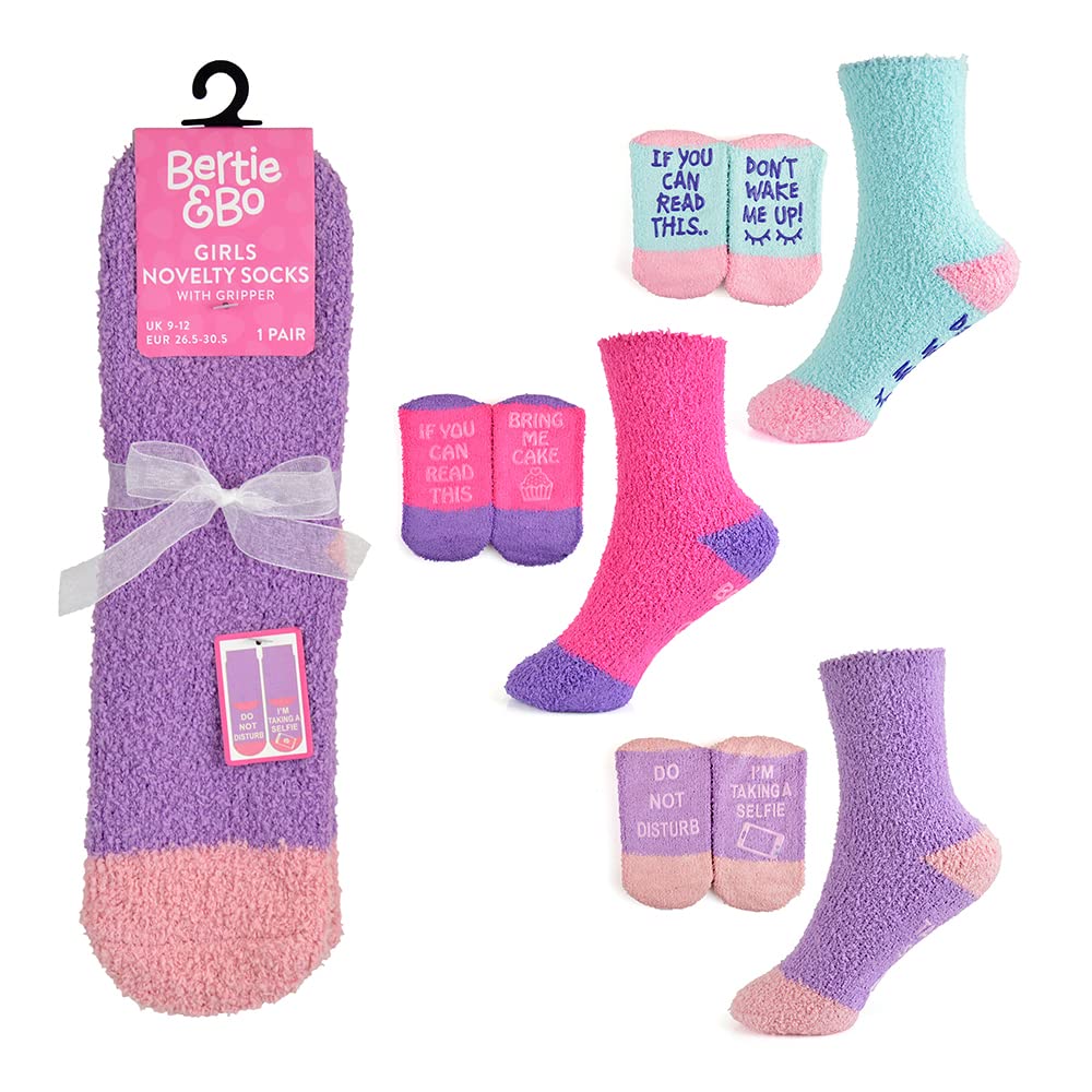 Undercover Unisex Kids Girls 3 Pairs Novelty Slogan Cosy Socks Sk835 (1X Each) 4-6