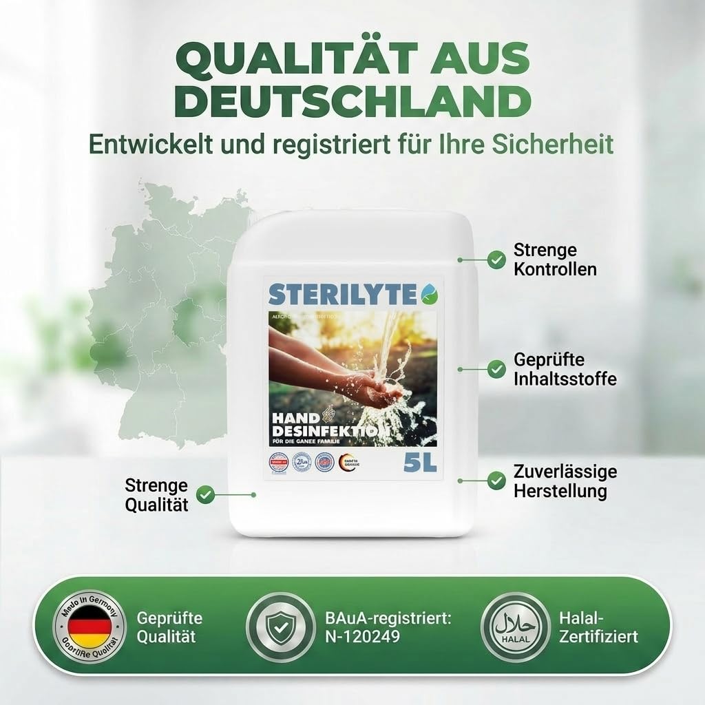 HD Deluxe Händedesinfektion alkoholfrei 5L neutral – Hautschonendes Desinfektionsmittel für Hände im Nachfüllkanister – dermatologisch getestet, BAuA N-120249, EN 1499 & EN 1500 geprüft