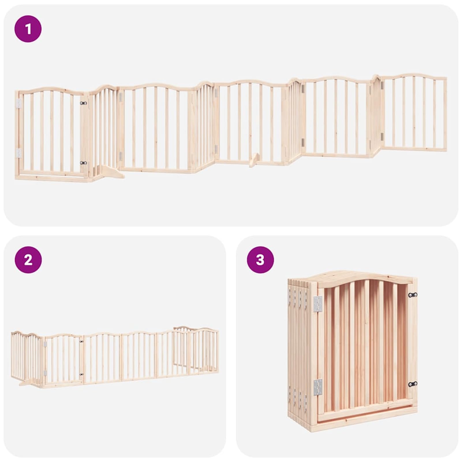 Tidyard 9-TLG. Hundetor mit Tür Faltbar 450 cm Pappelholz, Modulares Haustiertor für Zimmer Durchgänge Korridore für Kleintiere wie Hunde Katzen Welpen3155585