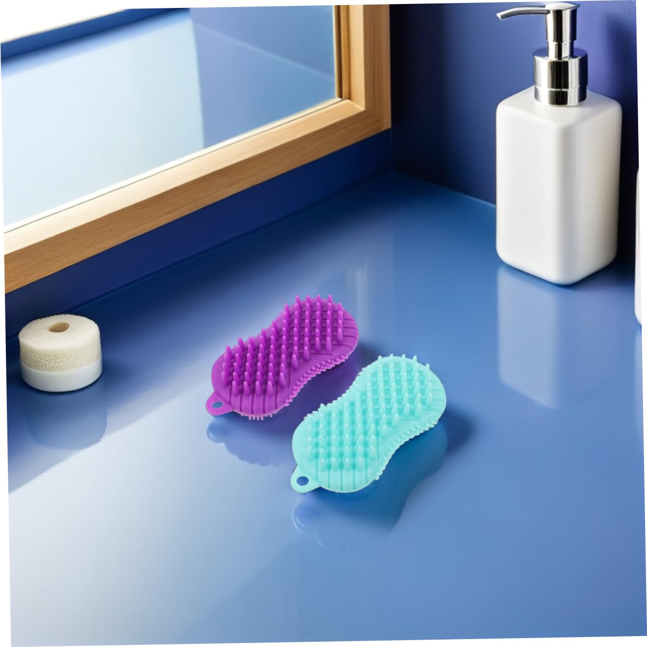 FRCOLOR 4 spazzole da bagno in silicone, per peeling, in silicone, per uomini, spazzola per la pulizia del bagno, spazzola per massaggi, pratica spazzola per shampoo per bambini