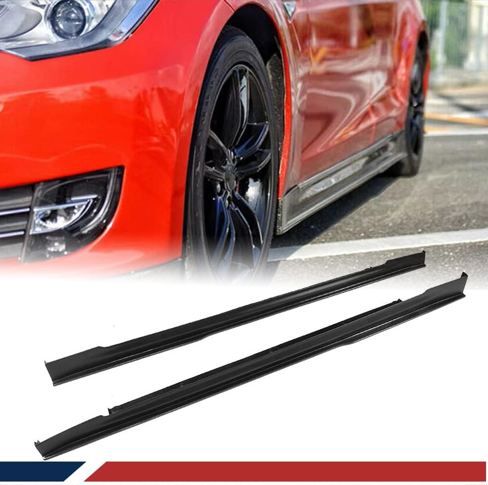 Model S Carbon Fiber Side Skirts for Tesla Model S 2012-2016 Base Sedan 4-Door Car Door Molding Trim Body Kit Underboard Side Skirts Extension Lip Spoiler Add-on Rocker Panels