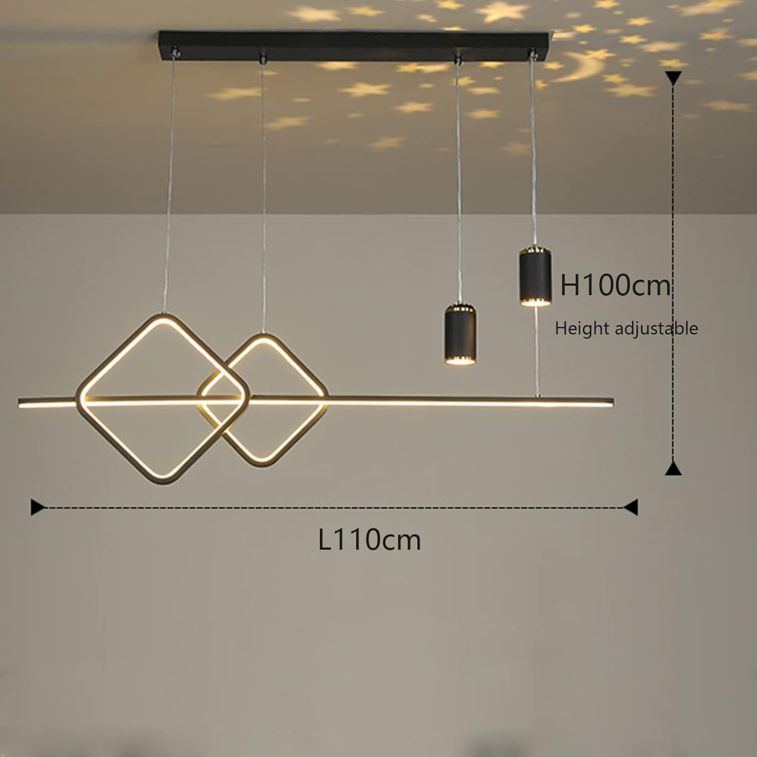 Lampa wisząca LED do jadalni, żyrandol stołowy, 3 kolory, regulowana wysokość, lampa wisząca do biura, jadalni, biura, salonu, kuchni