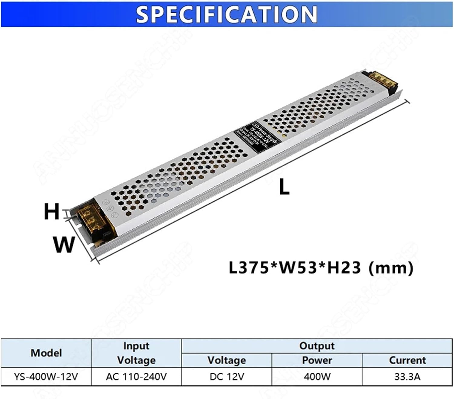 Ultra-Thin Light Box Power Supply AC 110-240V to DC 12V 400W Voltage Converter Driver Lighting Transformer LED Light Strip