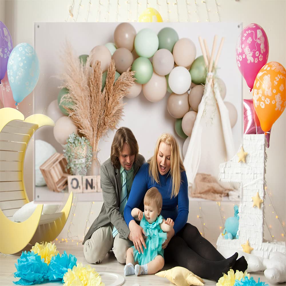 MEHOFOND 8x6ft Beer Baby Fotografie Achtergrond Jongen Verjaardag Baby Douche Pasgeboren Portret Achtergrond Banner Ballonnen En Beer Cake Smash Decoratie Fotostudio Props Levert