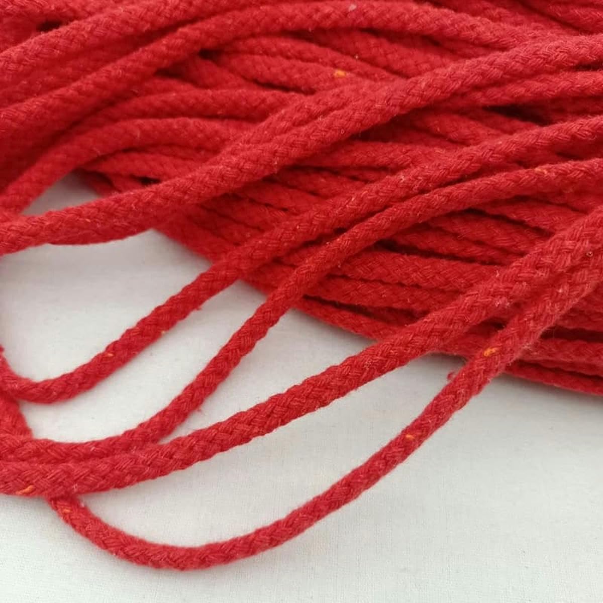 Macrame Rope Twisted String,Cotton For DIY Craft And Sewing Multicolor 5mm 30m(Red)