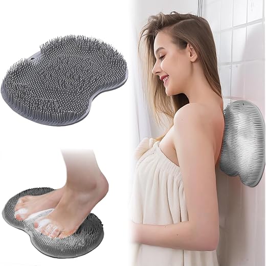 Silicone Scrubber - Exfoliating Brush - Wall Mounted Grey