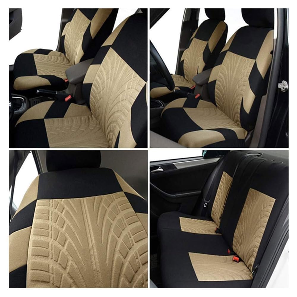 Auto Ensembles Housses Siège pour Renault Captur II I/Captur E-Tech 2019-2024, Confortable Tissu Polyester Respirant Couvre Siège De Voiture Antidérapant Accessoire,D/Beige