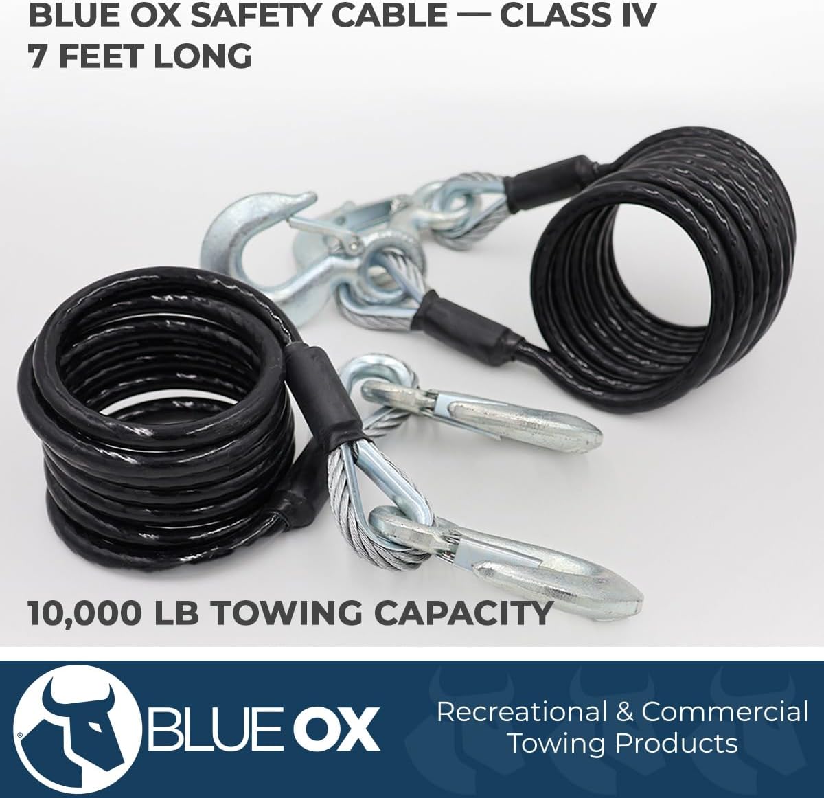 Blue Ox BX88197 Class IV Safety Cable Kit | Tow Rating of 10,000 lbs | Protects from Accidental Connection | Offers Security When Towing | Cables Length of 7 Feet - Image 2