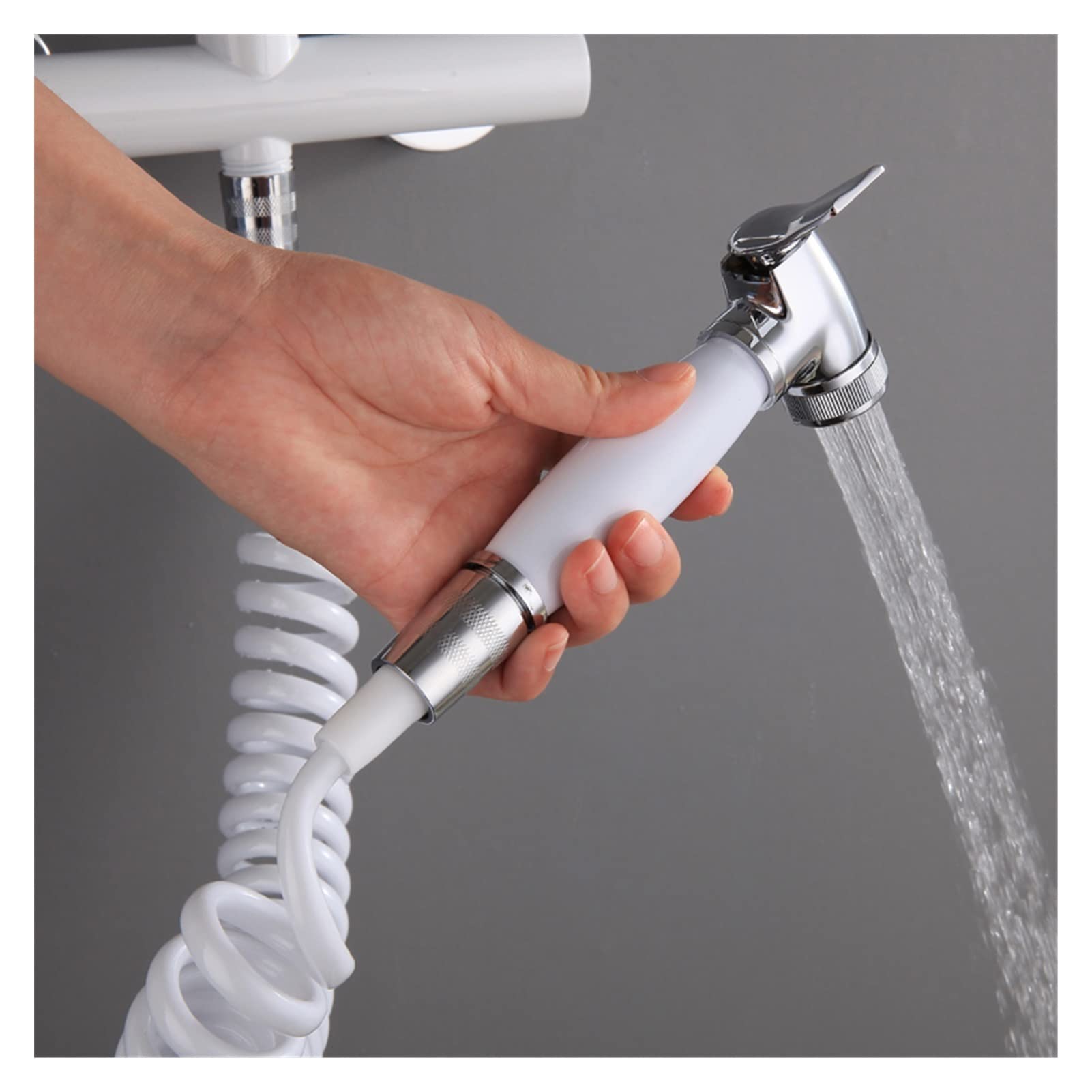 Rubinetti per lavabo, Bidet Faucet Set caldo e freddo Bianco Valvola angolare in cromo a mano Handied Hygienic Shower Head Wash Car Auto PET Accessori Airbrush Tap