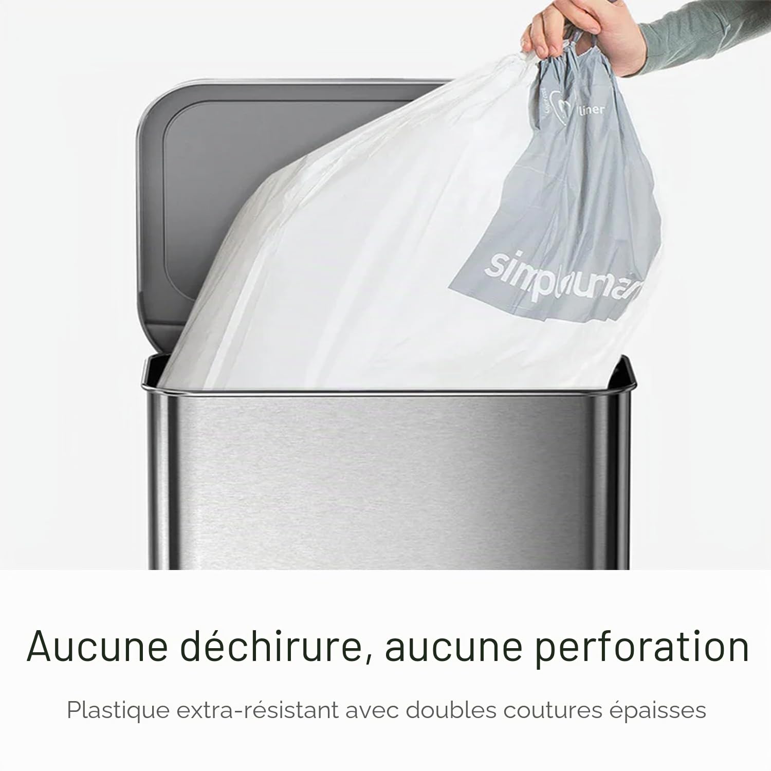 simplehuman CW0262 code N, sacs poubelle sur mesure, 3 x paquet de 20 (60 sacs), plastique blanc