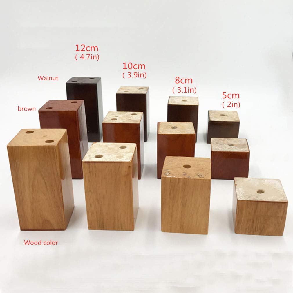 4 s, stolik kawowy do telewizora, otomana, komoda, stopka łóżka, twarde drewno ze śrubą M8, najwyższy rozmiar 3,2 "x,2"(Brown,10cm/3.9")