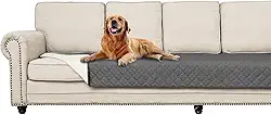 Ameritex Capa de sofá impermeável de couro sintético com costas antiderrapantes, capa para cama de animal de estimação, móveis, sofá, carro, para filhotes, crianças, cinza