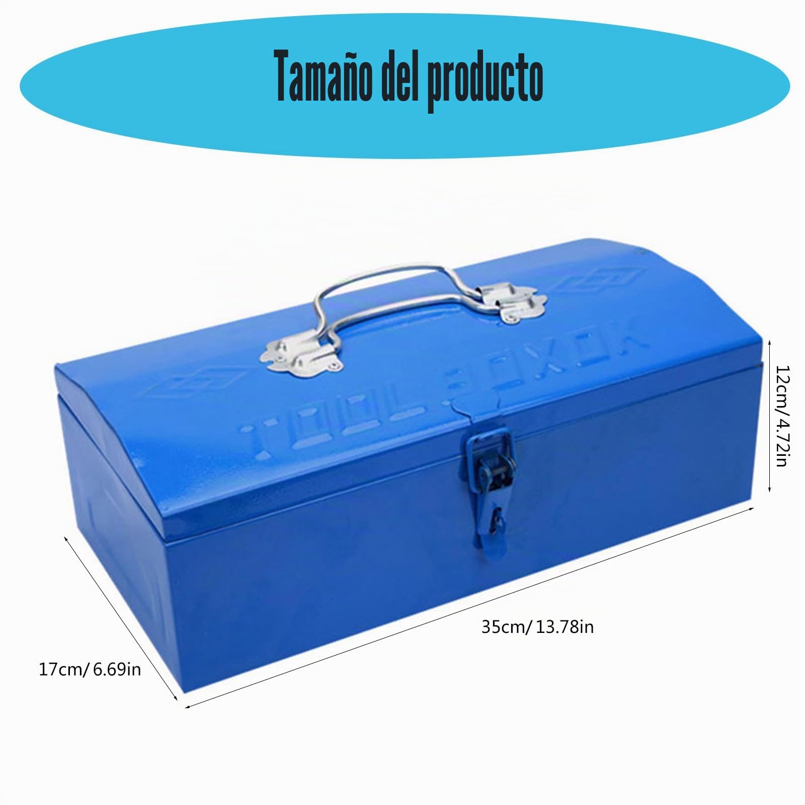Caja de almacenamiento de metal, caja de herramientas de chapa de hierro, contenedor de herramientas para una organización eficiente y fácil transporte de varios artículos, estructura de una sola capa