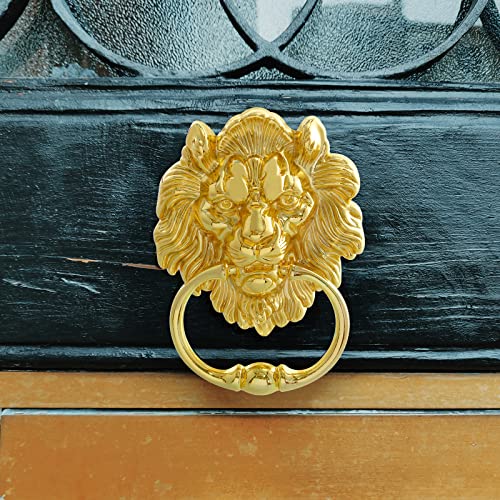 image for MOLIGOU Lion Head Door Knocker, 6 Inch Decorative Front Door Knocker, 