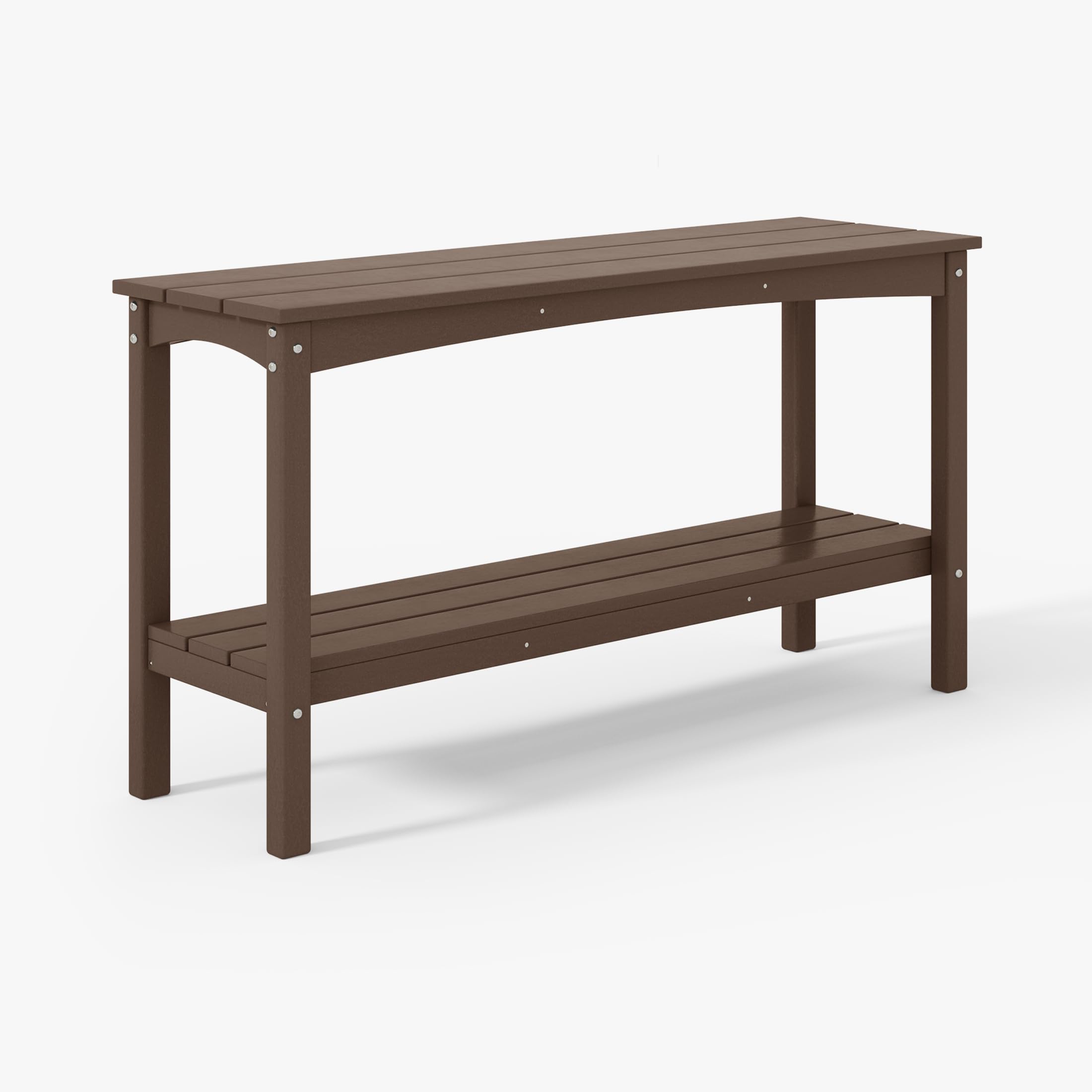 WestinTrends Malibu 55" Outdoor Patio HDPE Adirondack 2-Tier Shelf Console Table, Dark Brown