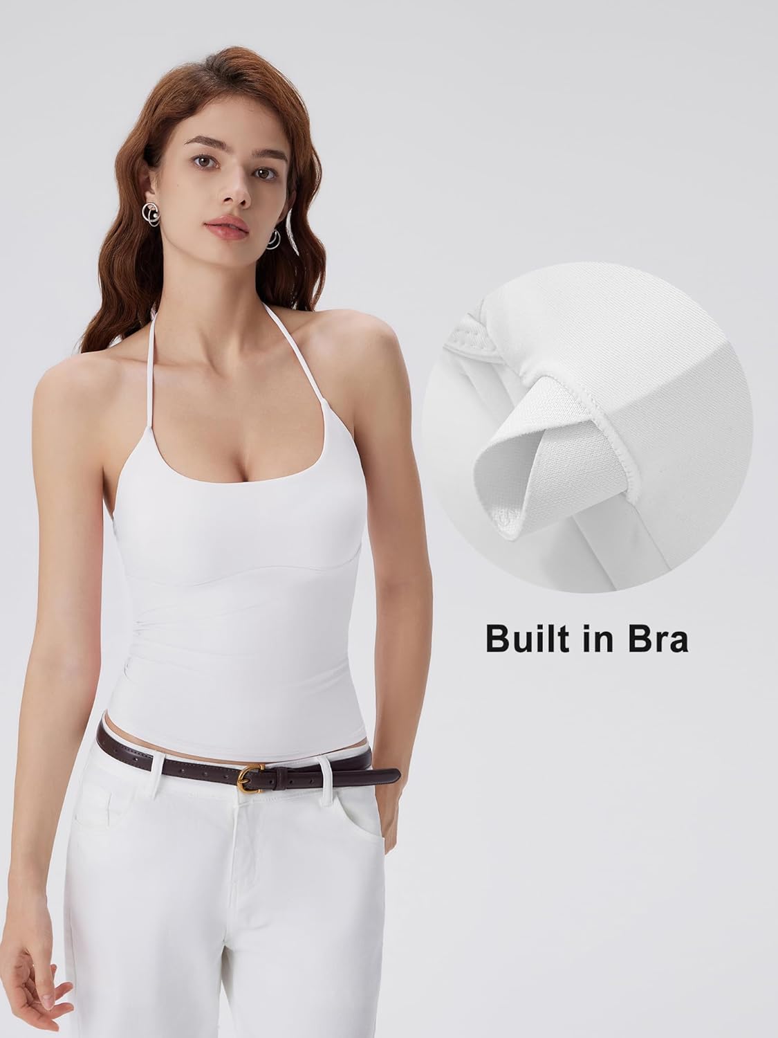 SUUKSESS Halter Tops for Women Tank Tops with Built in Bras Double Lined Open Back Y2K Going Out Camisole - Image 4