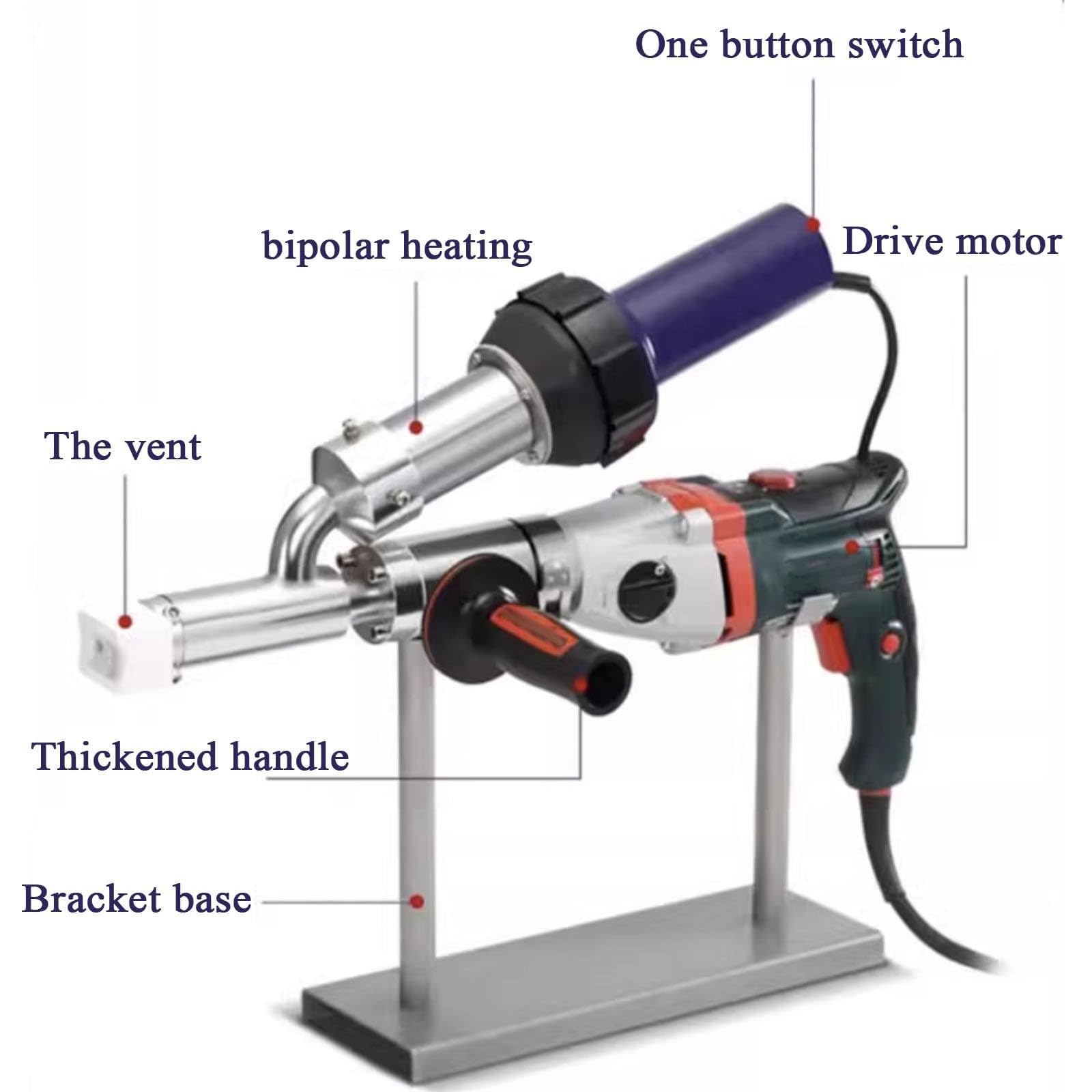Pistola Soldadora De Extrusión Manual De 1300 W, Máquina Soldadora De Plástico con Clavos Térmicos, Pistola Soldadora De Plástico para Soldar Tuberías Hdpe PP O Tanques De Agua