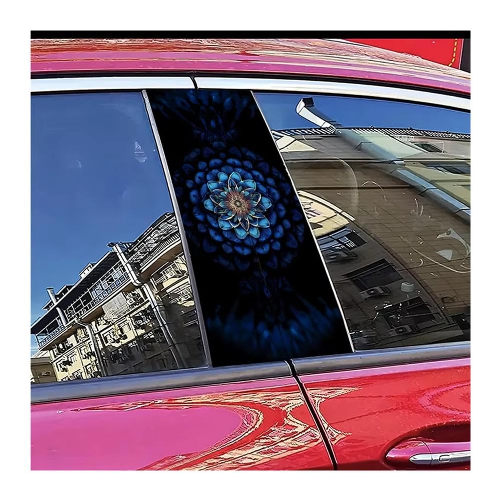 Bertdcx One Color Car Center Pillar Protection Stickers Mandala Pattern Scratch Resistant Film Auto Parts