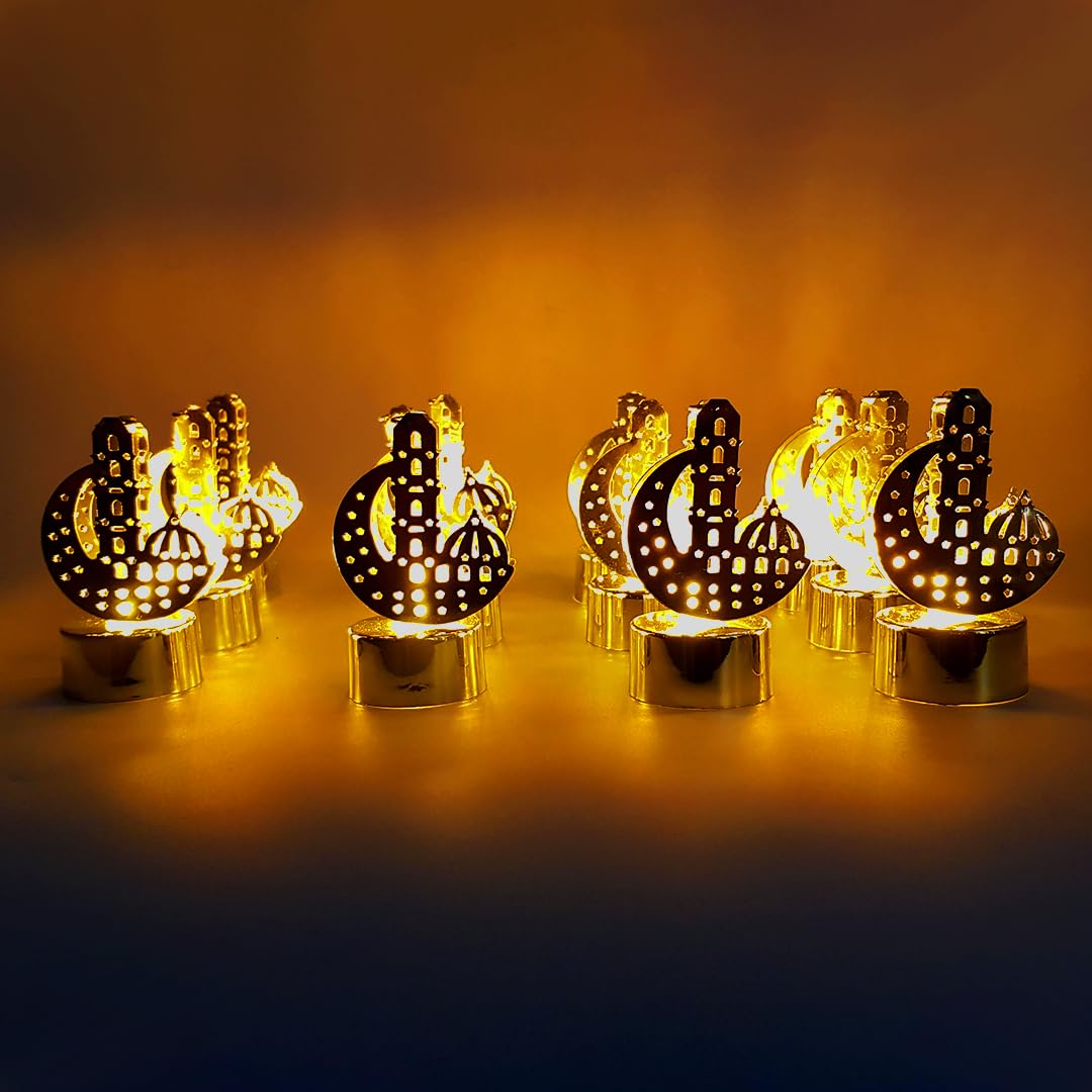 MOONCEE 12 Pcs Ramadan Decoration Light Masjid LED Light Ramadan Mubarak Lights EID Mubarak Home Decoration, Office, Outdoor Decoration Warm White Battery Powered