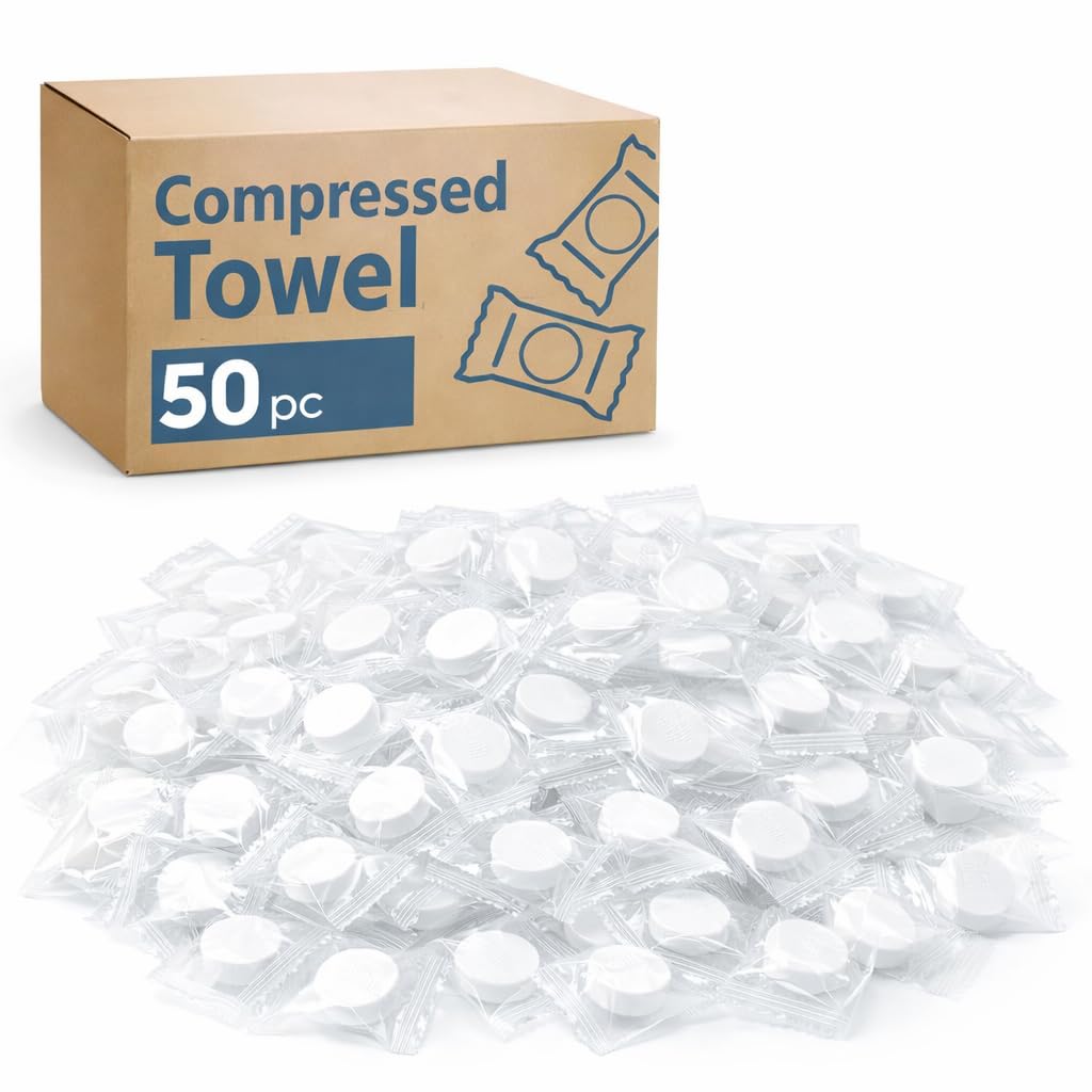 YTM Compressed Towel Tablets, Disposable Face Towels, White, Cotton, Mini Size, 50 Count, Travel and Camping-image-41