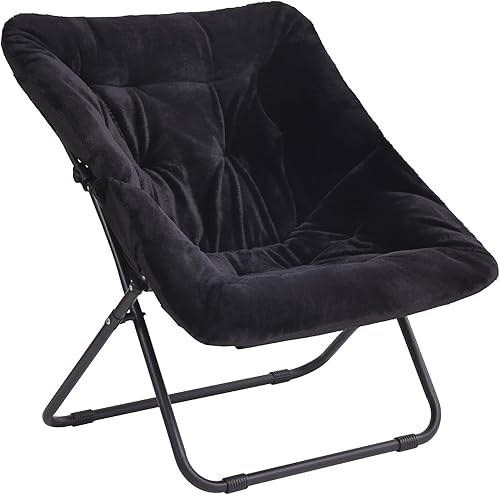 Miniatura 1 de Tiita Comfy Saucer - Silla plegable de gran tamaño de piel sintética suave, silla perezosa para niños, adolescentes y adultos, silla lunar con marco